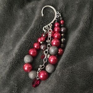 Elegant Silver and Red Beaded Women's Earrings